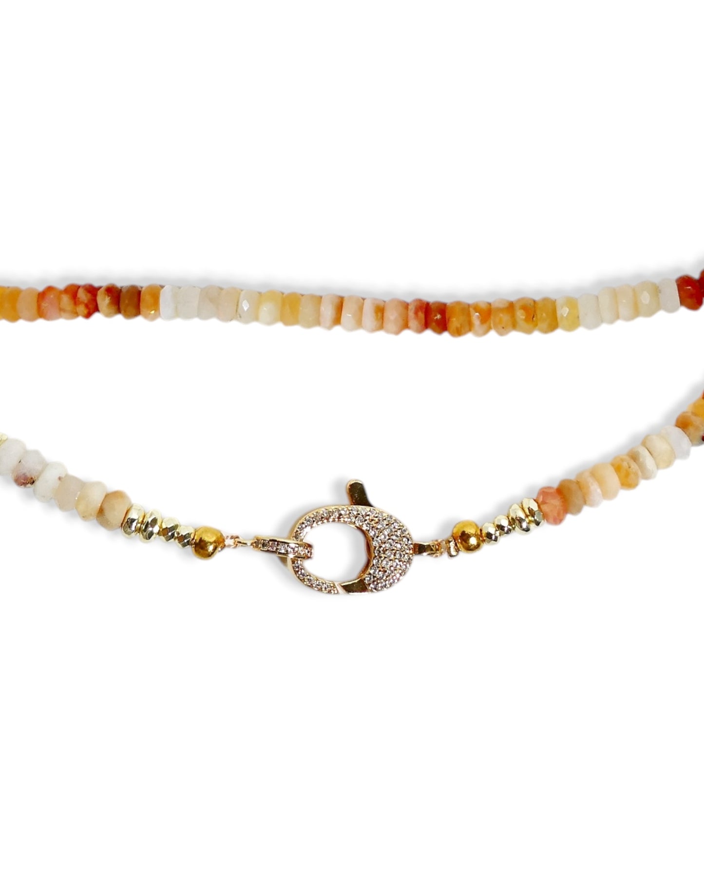 Ombré Citrine Beaded Necklace with Gold Pavé Clasp