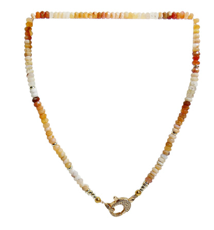 Ombré Citrine Beaded Necklace with Gold Pavé Clasp