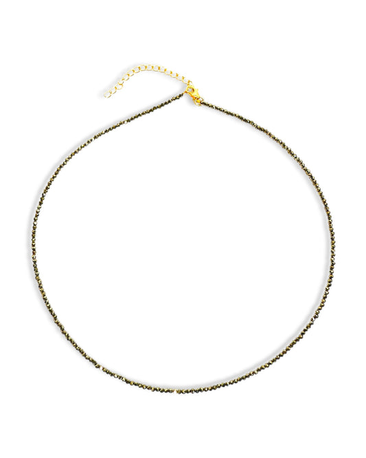 Dainty Pyrite Beaded Necklace
