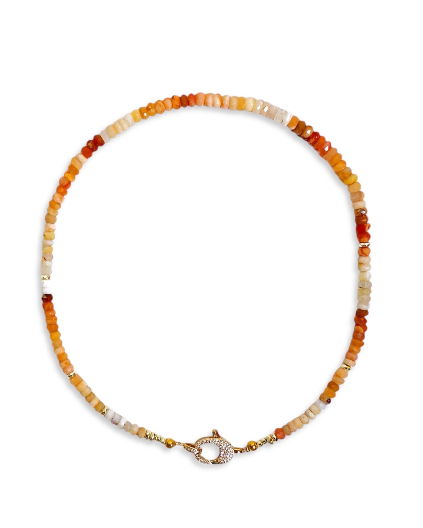 Ombré Citrine Beaded Necklace with Gold Pavé Clasp