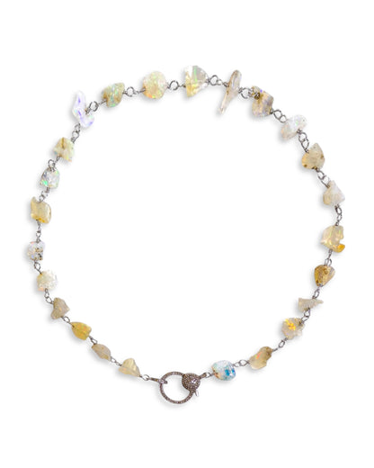 Raw Cut Opal Stones with Pavé Clasp