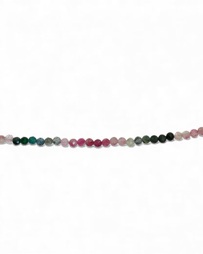 Dainty Watermelon Tourmaline Beaded Necklace