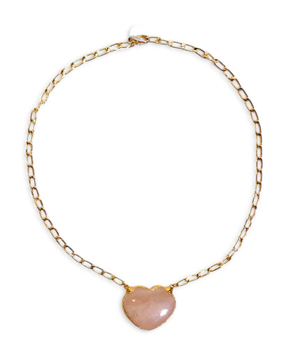 Rose Quartz Floating Heart Pendant Necklace