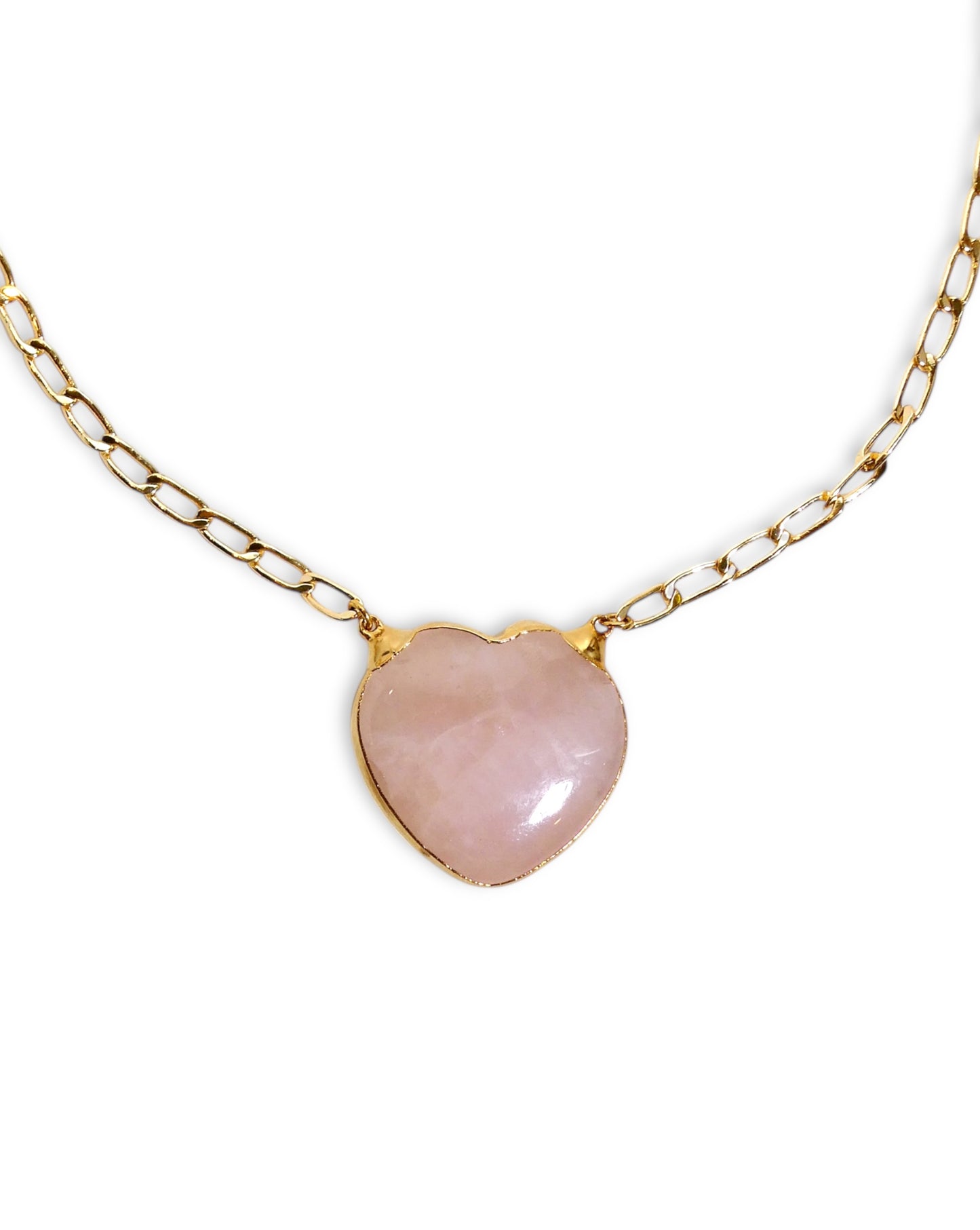 Rose Quartz Floating Heart Pendant Necklace