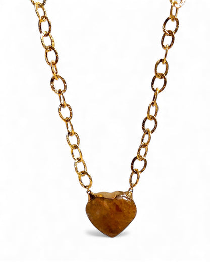 Amber Puffy Heart Chain Necklace