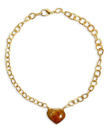 Amber Puffy Heart Chain Necklace