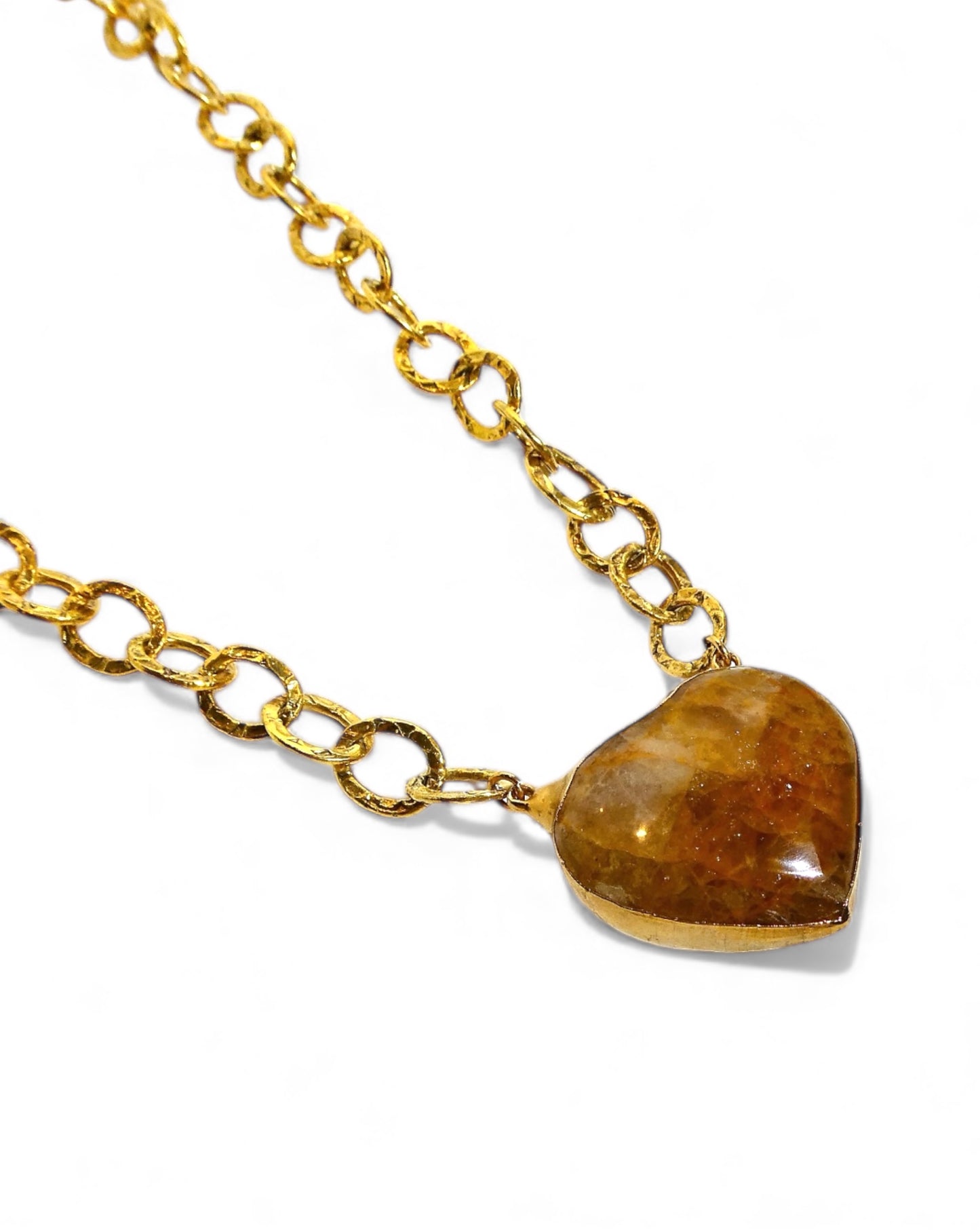 Amber Puffy Heart Chain Necklace