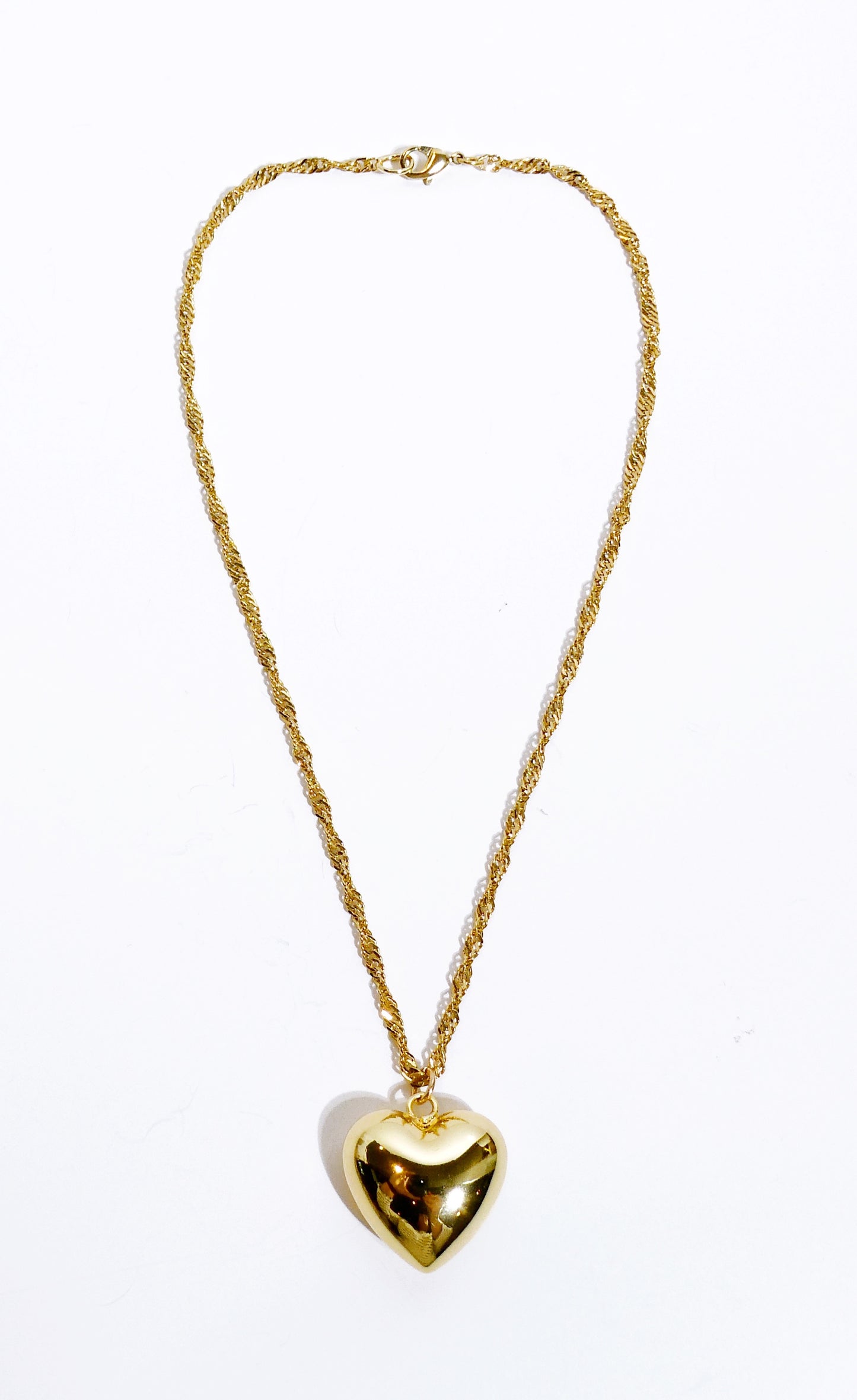 Gold Plated Sterling Silver Puffy Heart Necklace