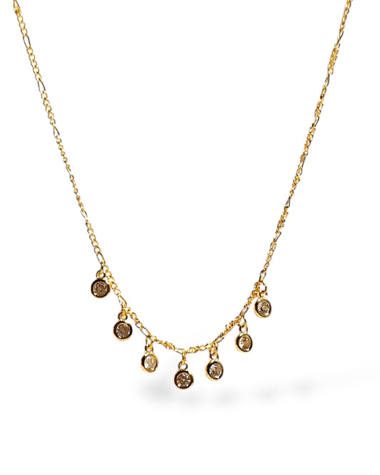 Gold Fill Sterling Silver Crystal Bezel Charms Chain Necklace