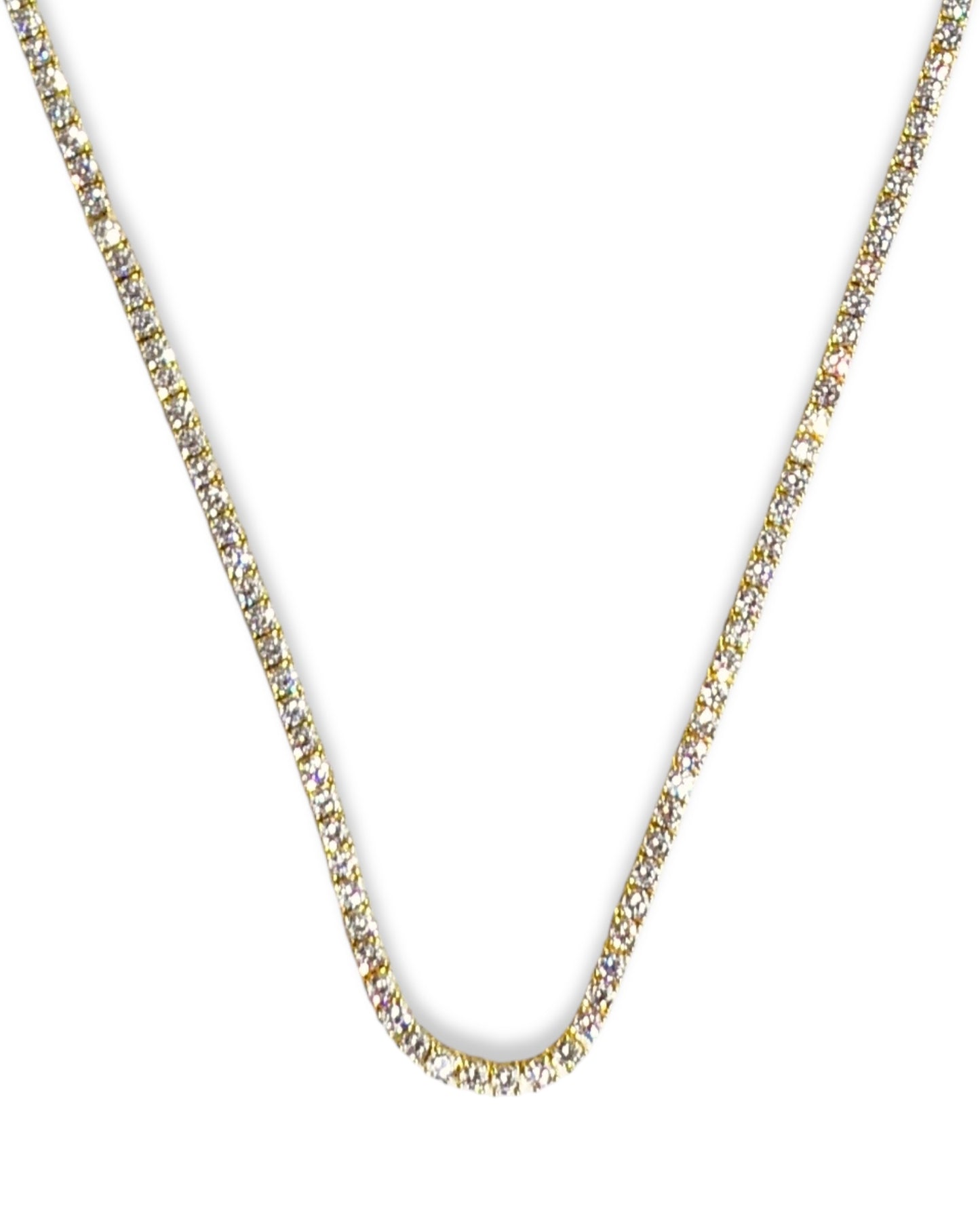 Gold 18” 3mm Tennis Necklace