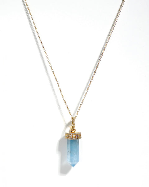 Aquamarine & Diamond 14k Gold Necklace