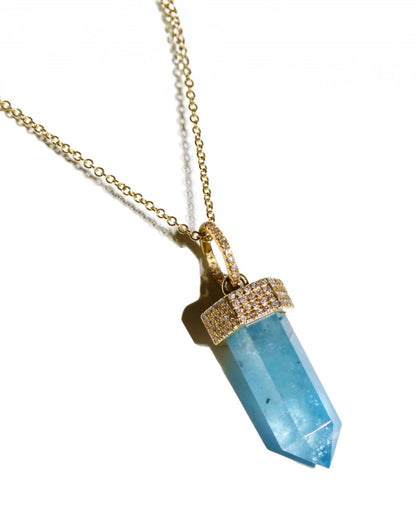 Aquamarine & Diamond 14k Gold Necklace