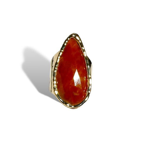 Garnet Gemstone Teardrop Ring