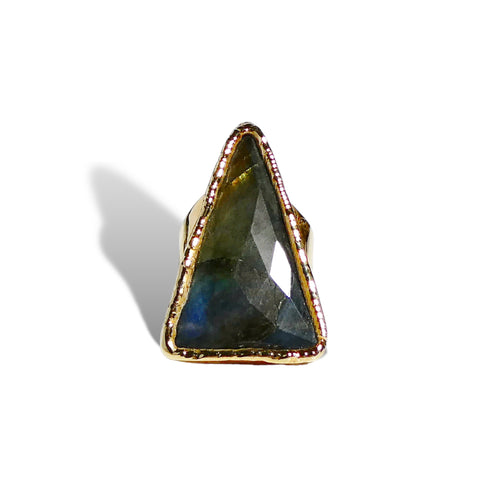 Labradorite Triangular Ring