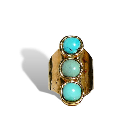 Natural Turquoise Three-Stone Ring