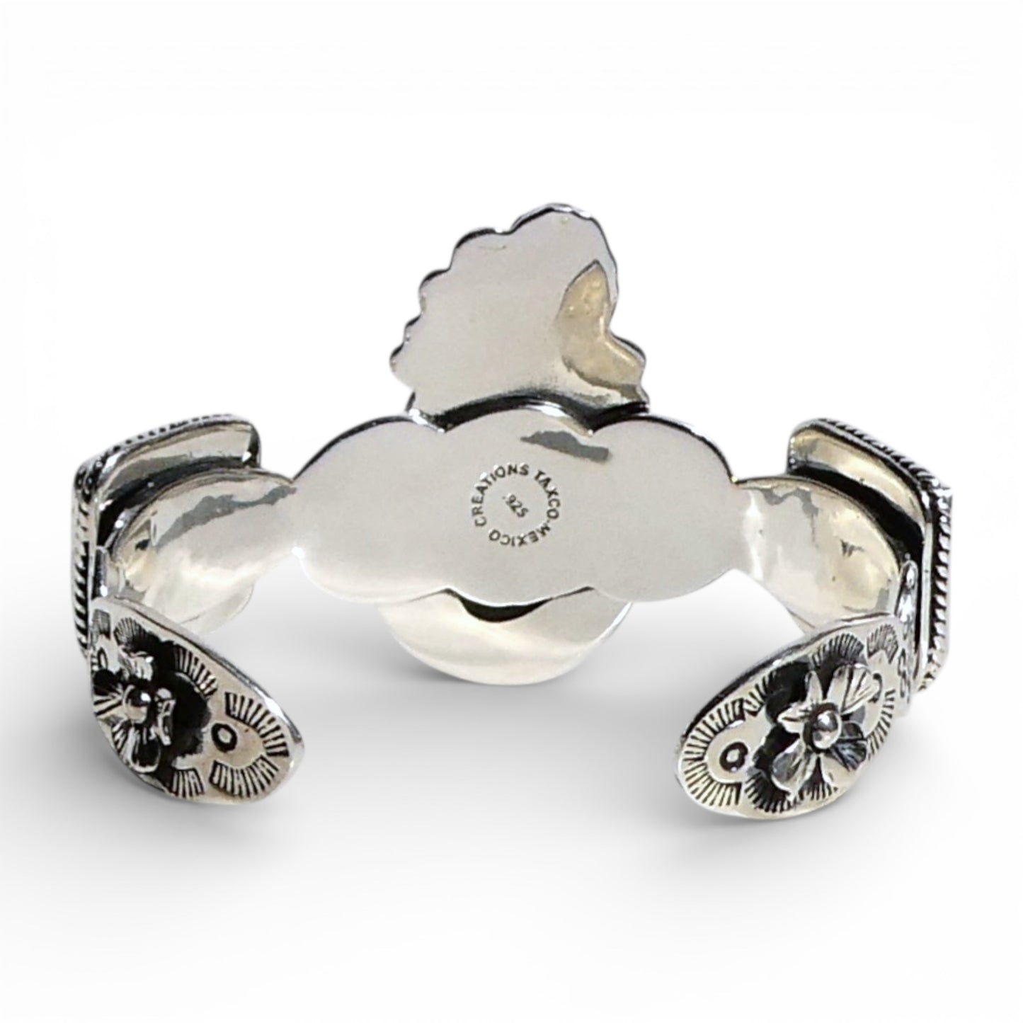 Larimar Teardrop & Turquoise Etched Cuff Bracelet