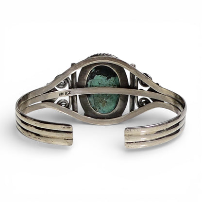 Oval Kingman Turquoise Sterling Silver Cuff Bracelt