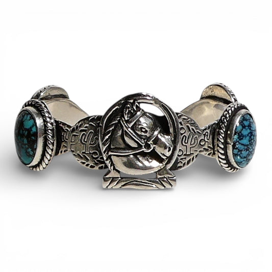 Horse Head Turquoise Cuff Bracelet