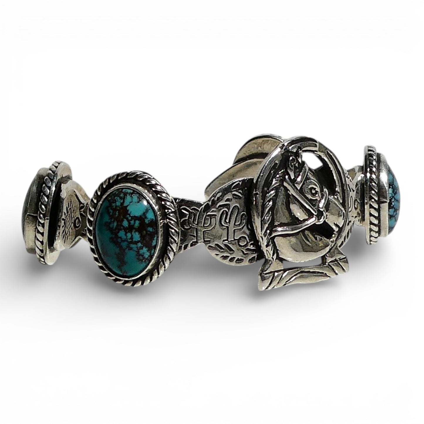 Horse Head Turquoise Cuff Bracelet