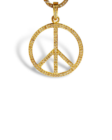 Medium Diamond Peace Sign Pendant