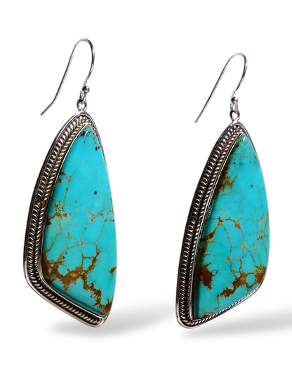 Large Turquoise and Sterling Silver Dangle Earrings
