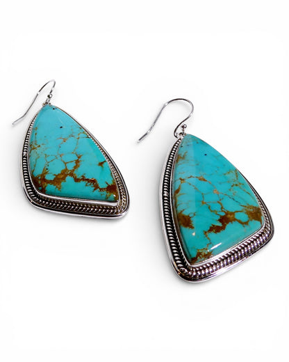 Large Turquoise and Sterling Silver Dangle Earrings