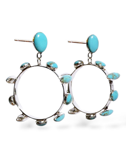 Mixed-Shape Turquoise Dangle Hoops