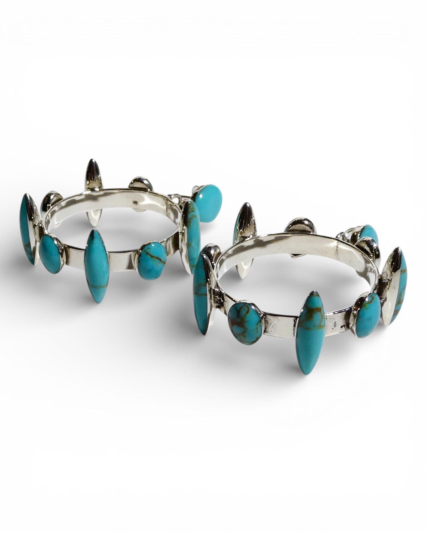 Mixed-Shape Turquoise Dangle Hoops