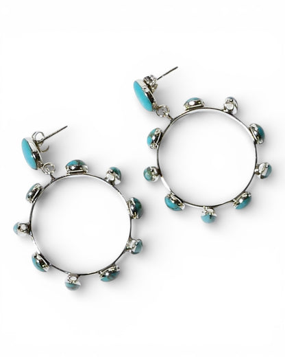 Mixed-Shape Turquoise Dangle Hoops