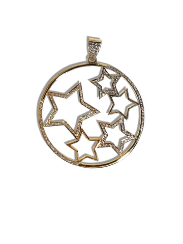 Round Pave Diamond Stars Pendant