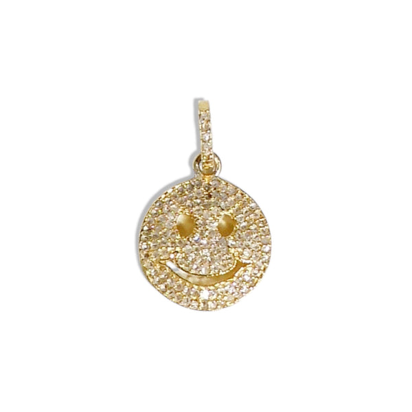 Pave Diamond Smiley Face Pendant