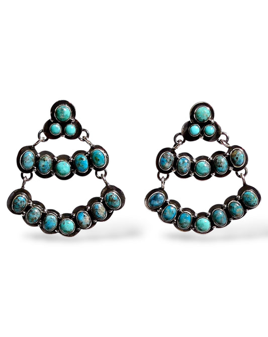 Turquoise Chandelier Sterling Silver Earrings