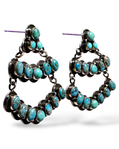 Turquoise Chandelier Sterling Silver Earrings