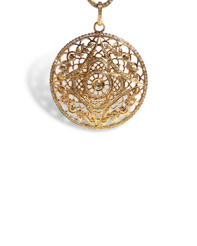 Filigree Star Domed Pendant with Diamonds