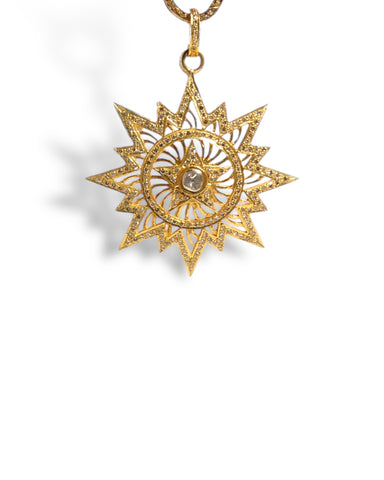 Filigree Starburst Diamond Pendant