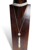 Long Wire-Wrapped Pearl Necklace with Pearl Tassel