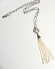 Long Wire-Wrapped Pearl Necklace with Pearl Tassel