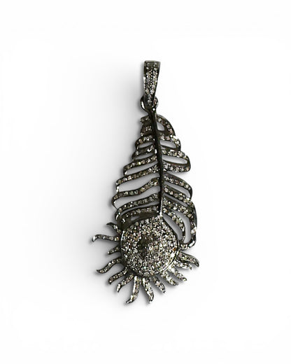 Pavé Black Diamond Feather Pendant