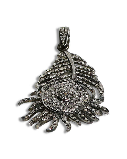 Pavé Black Diamond Feather Pendant