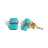 14k Square Studs with Diamond Pave Band