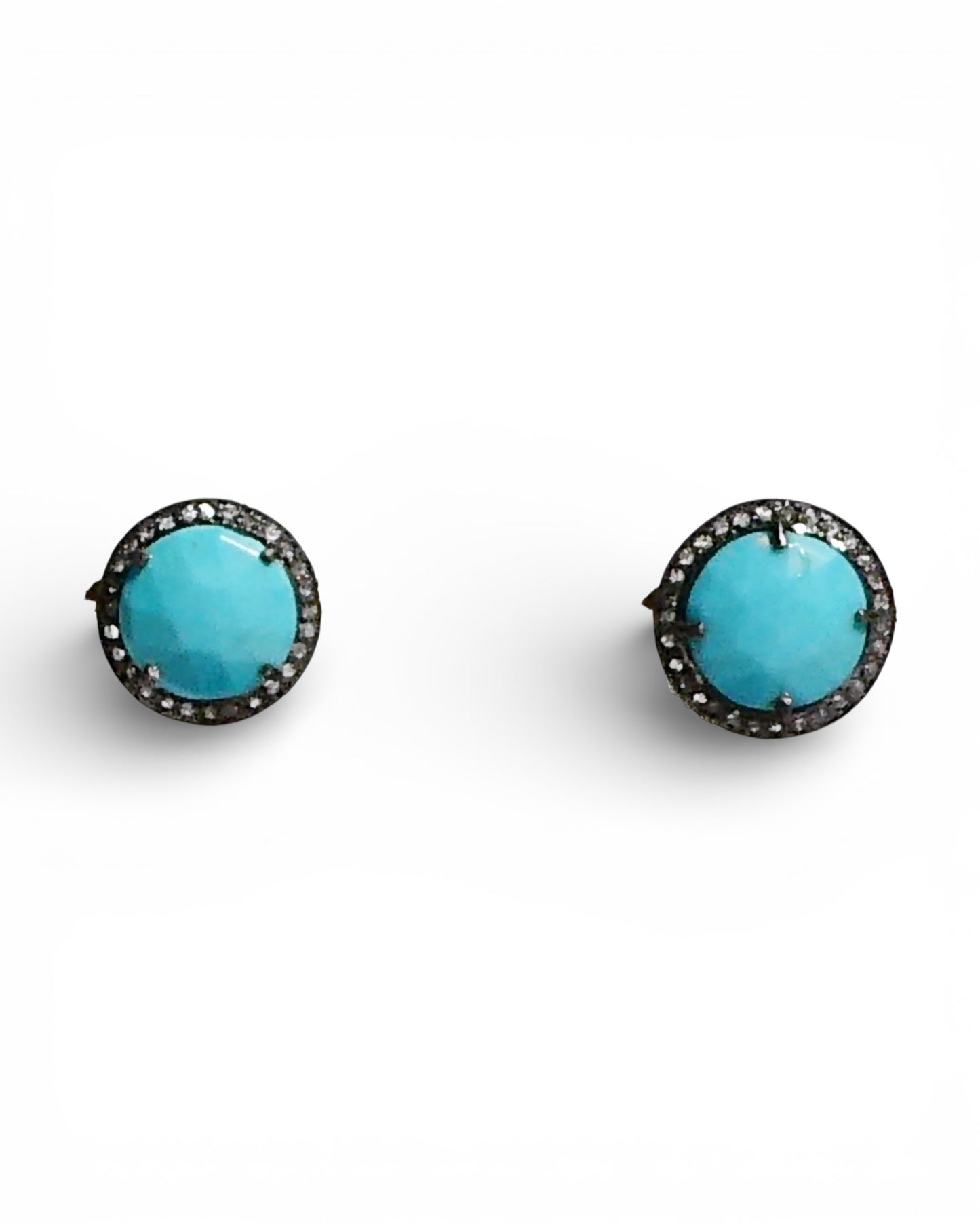 Turquoise Black Diamond Stud Earrings