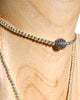 Long Silver Natural Hematite Lariat Necklace with Centerpiece Bead