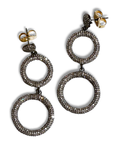 Pavé Black Diamond Double Circle Drops