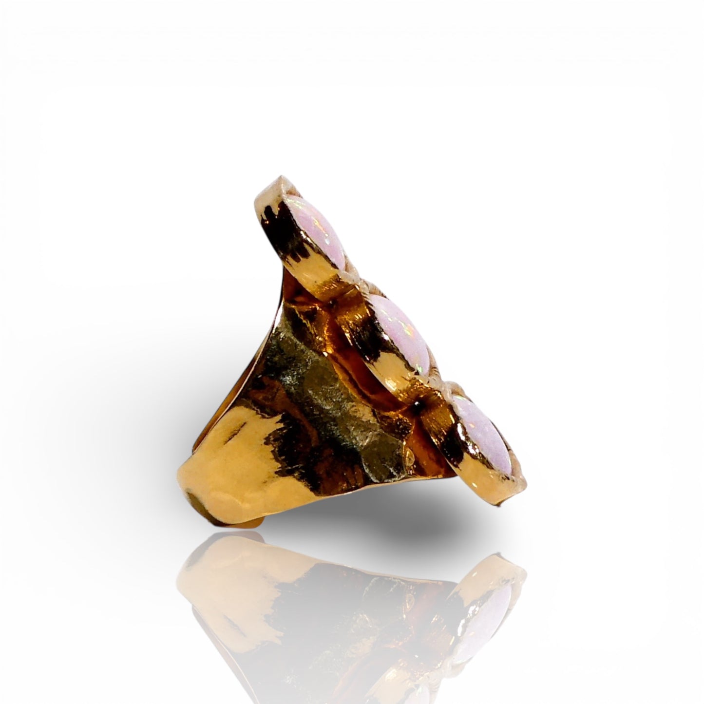 Three Stone Pink Opal Statement Ring