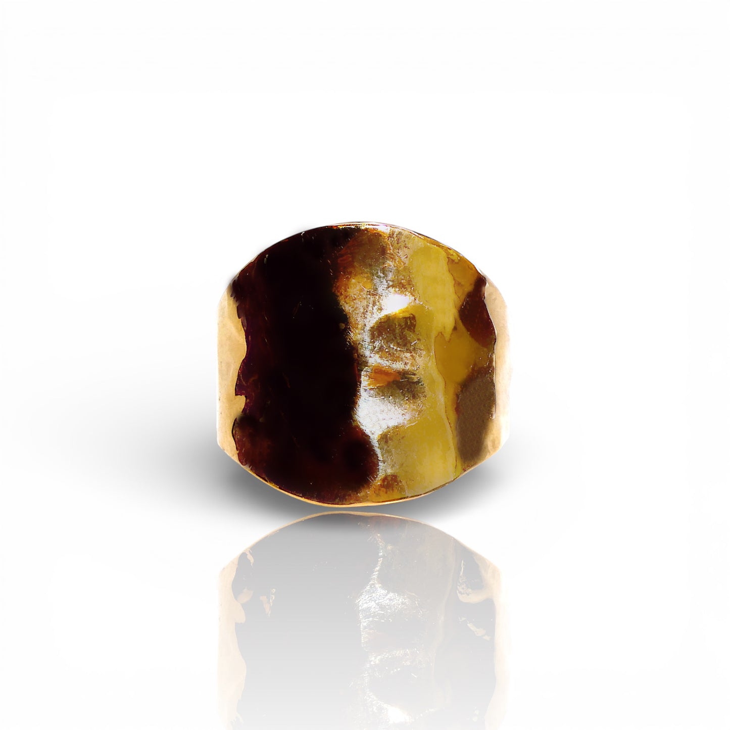 Hammered Gold Cigar Ring