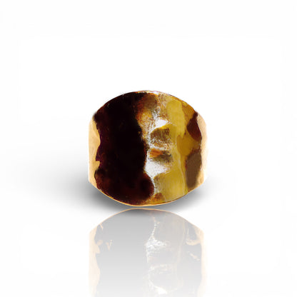 Hammered Gold Cigar Ring