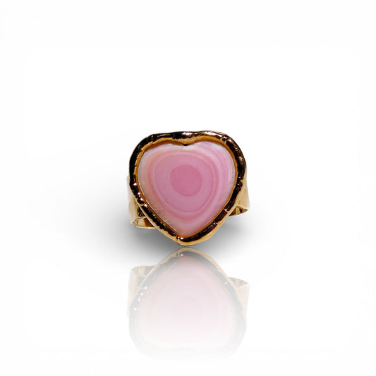 Pink Botswana Agate Heart Ring