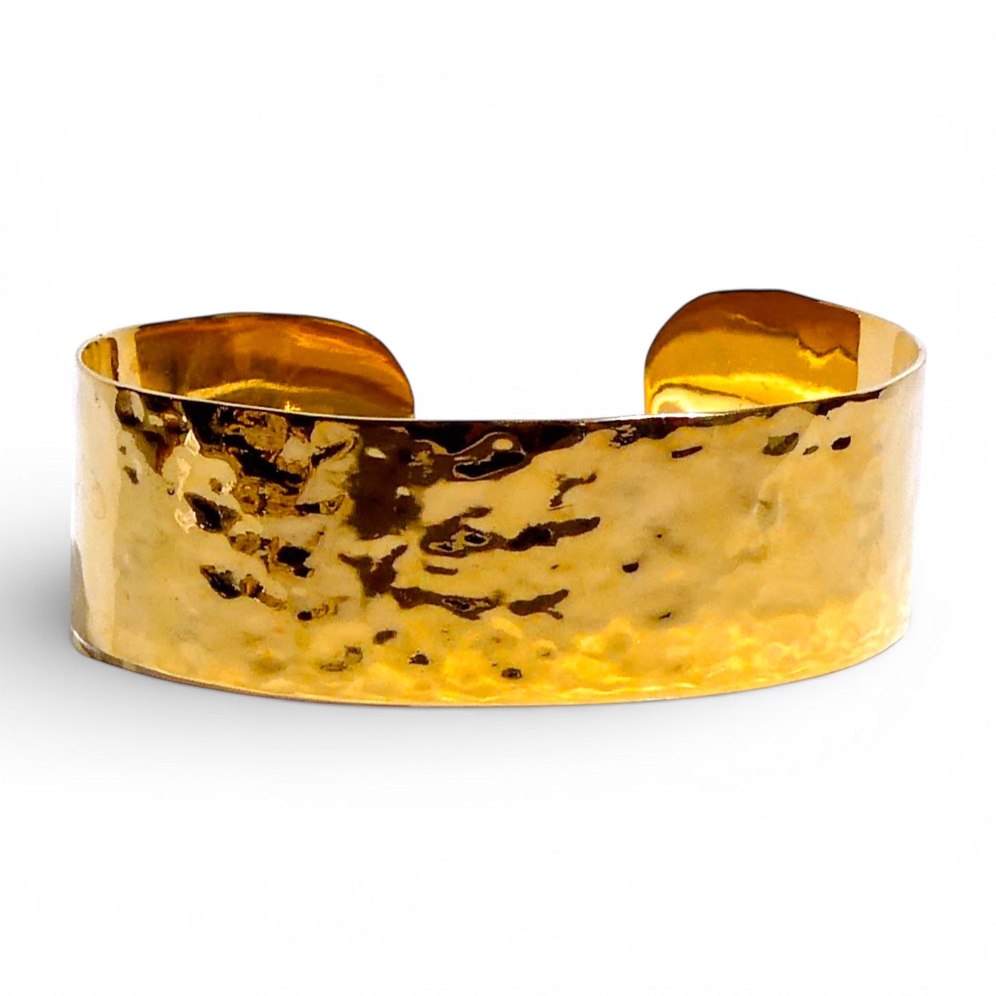 Hammered Gold Wide Width Cuff Bracelet