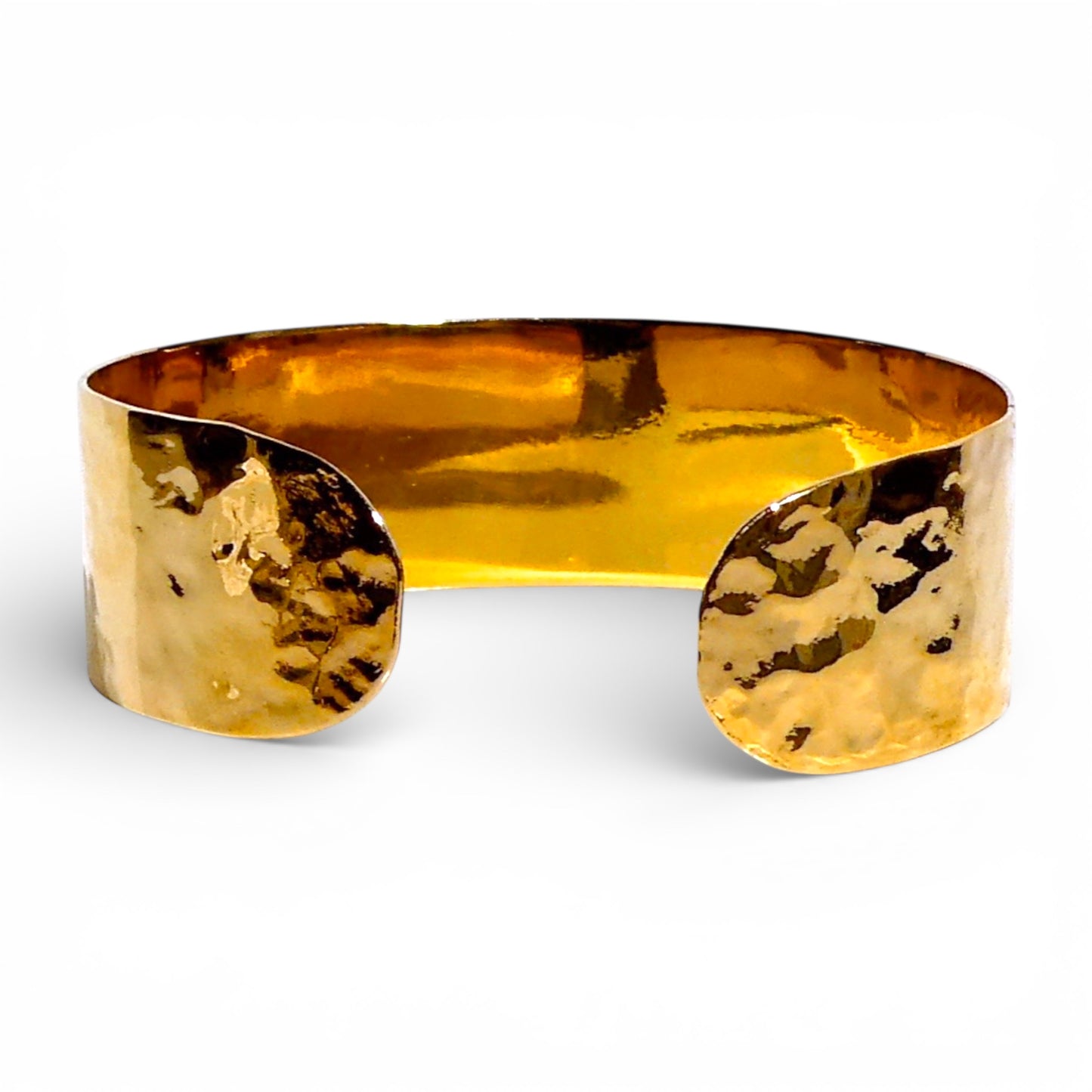 Hammered Gold Wide Width Cuff Bracelet