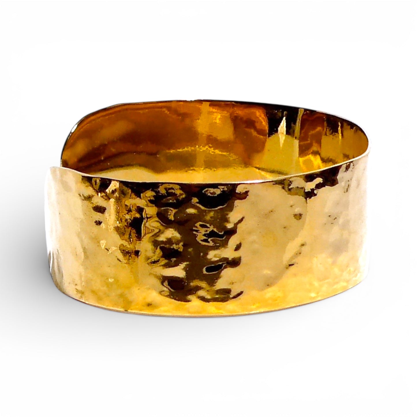 Hammered Gold Wide Width Cuff Bracelet